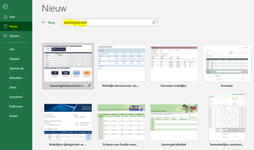 uren registreren in Excel